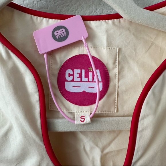 NWT CeliaB Neutral Baba Voyager Cream Midi Tiered Dress SZ S - Picture 4 of 9